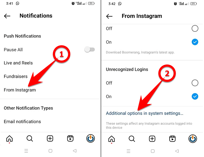 Go to system Settings from Instagram app