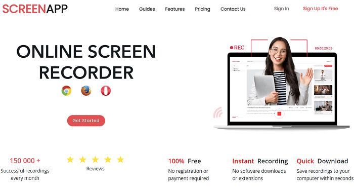 ScreenApp - one of the best free online screen recorders