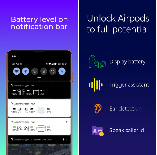 Assistant Trigger app to customize AirPod Settings on Android