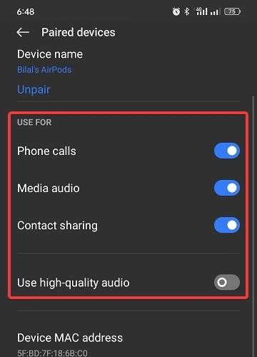 Change AirPod Settings on Android