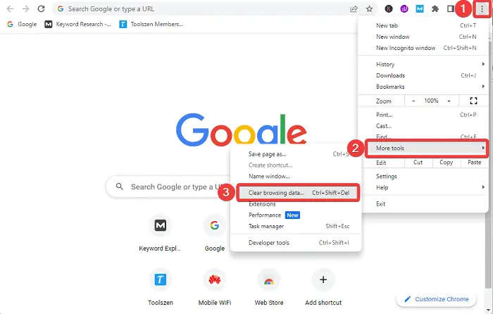 Go to clear browsing data in chrome