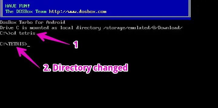 Change directory in DosBox