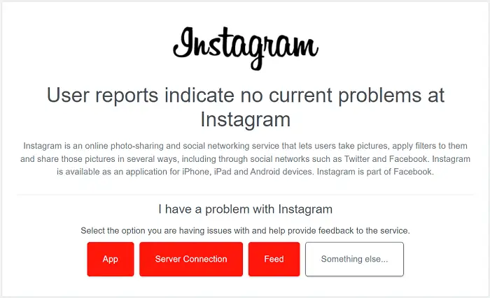 Check if Instagram Server is down