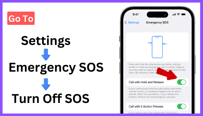 turn off Emergency SOS through iPhone Settings