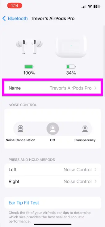 Rename AirPods to owner's name