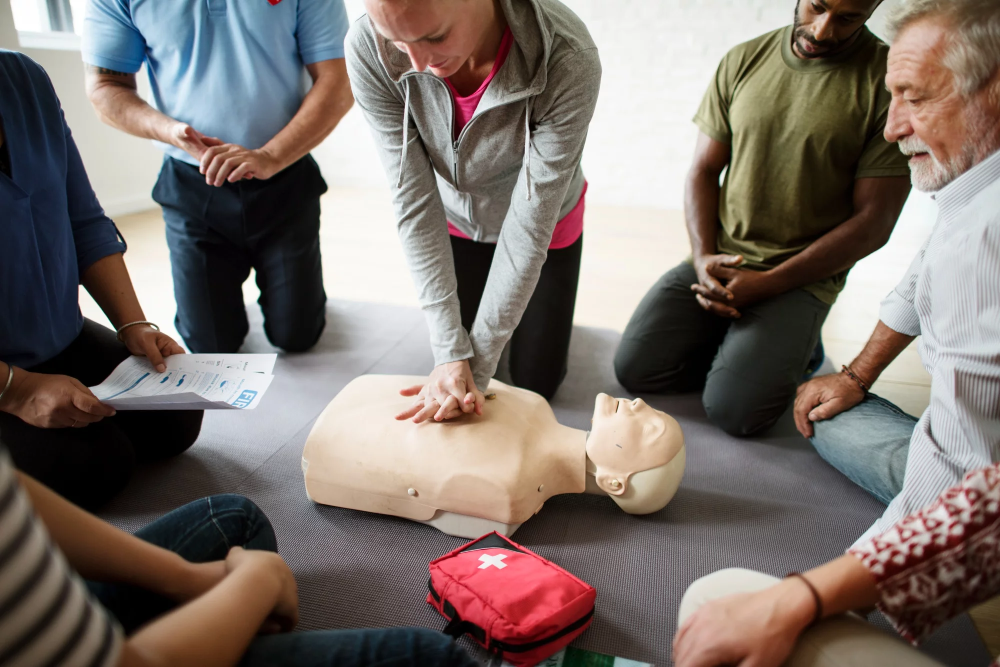 group diverse people cpr training class 1